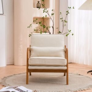 Mid-Century Modern Accent Chair: Perfect Karl Home with Beautiful Linen Upholstery