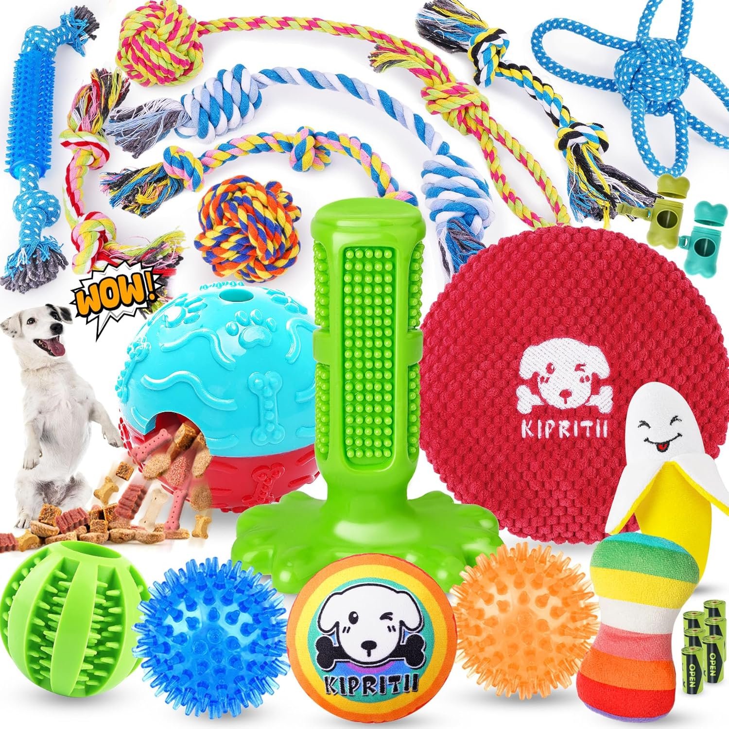 Dog Chew Toys Set: Amazing KIPRITII 18-Pack with Fun Variety for All Chewing Needs